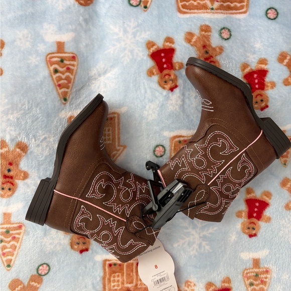 ❤️Kids Brown and Pink Cowboy Boots New Size 8 Wonder Nation - Picture 8 of 16